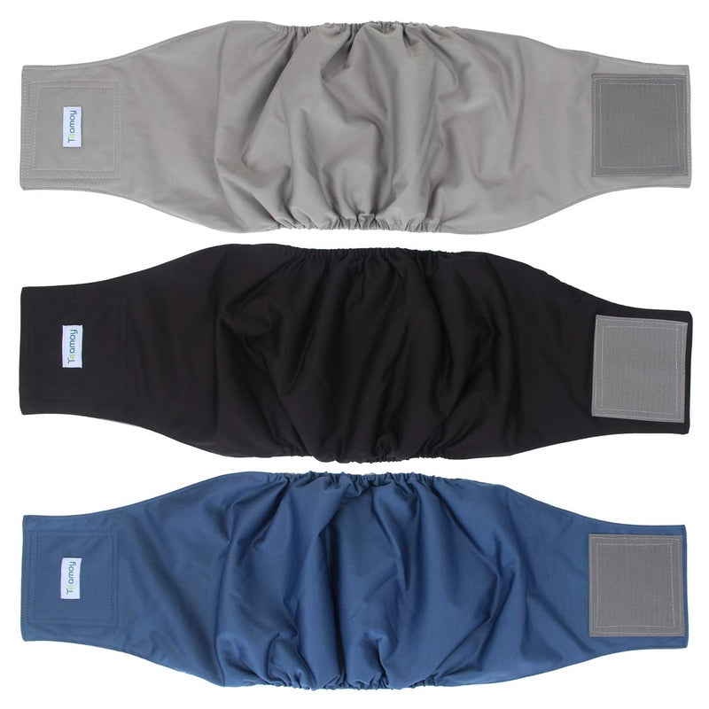 Teamoy 3 Pack Male Dog Diaper Wrap with Gray Lining, Washable Puppy Belly Bands, Super-Absorbent and Comfortable(XL,25"-29" Waist) - Image 1